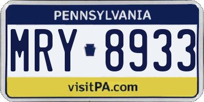 PA license plate MRY8933