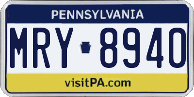 PA license plate MRY8940
