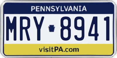 PA license plate MRY8941