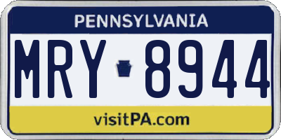 PA license plate MRY8944
