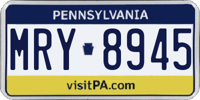 PA license plate MRY8945