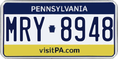 PA license plate MRY8948