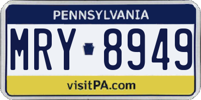PA license plate MRY8949