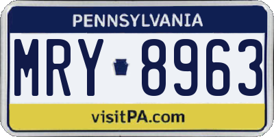 PA license plate MRY8963
