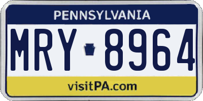 PA license plate MRY8964