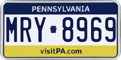 PA license plate MRY8969