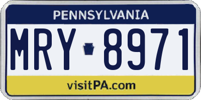 PA license plate MRY8971