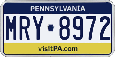 PA license plate MRY8972