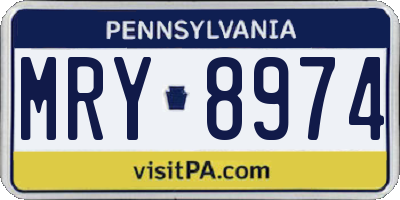 PA license plate MRY8974