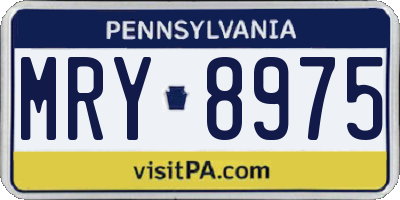 PA license plate MRY8975