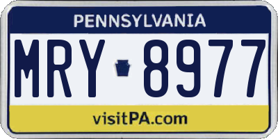 PA license plate MRY8977