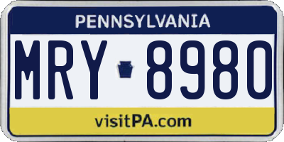 PA license plate MRY8980