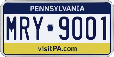 PA license plate MRY9001