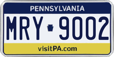 PA license plate MRY9002