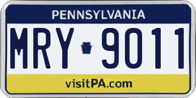 PA license plate MRY9011