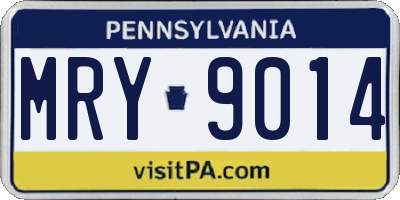 PA license plate MRY9014