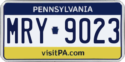 PA license plate MRY9023