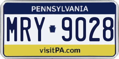 PA license plate MRY9028