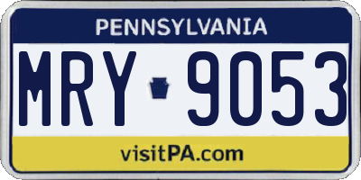 PA license plate MRY9053
