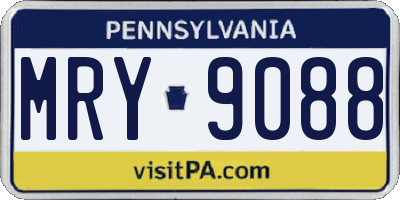 PA license plate MRY9088