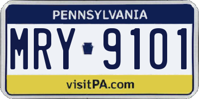 PA license plate MRY9101