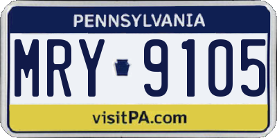 PA license plate MRY9105