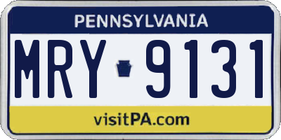 PA license plate MRY9131