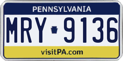 PA license plate MRY9136