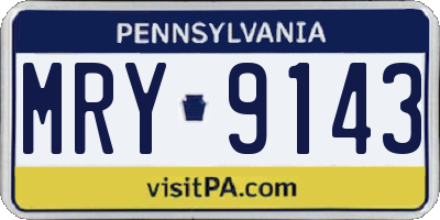PA license plate MRY9143