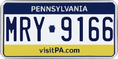 PA license plate MRY9166