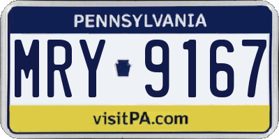 PA license plate MRY9167
