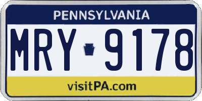 PA license plate MRY9178
