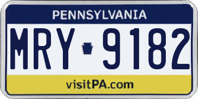 PA license plate MRY9182