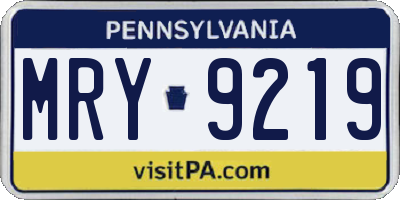 PA license plate MRY9219