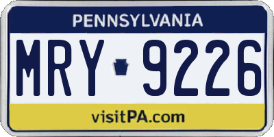 PA license plate MRY9226