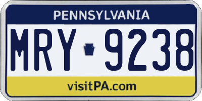 PA license plate MRY9238