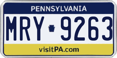 PA license plate MRY9263