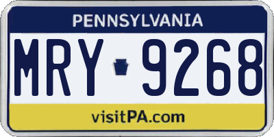 PA license plate MRY9268