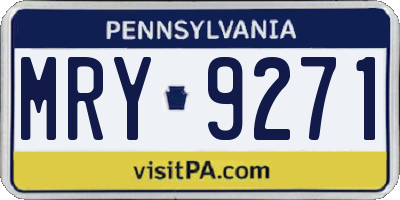 PA license plate MRY9271