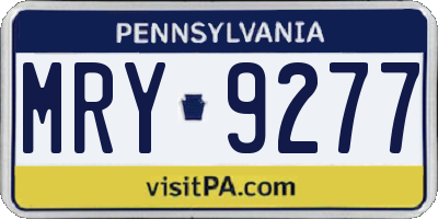 PA license plate MRY9277