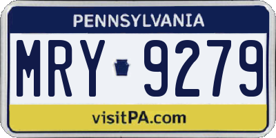 PA license plate MRY9279