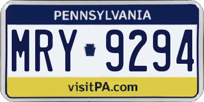 PA license plate MRY9294