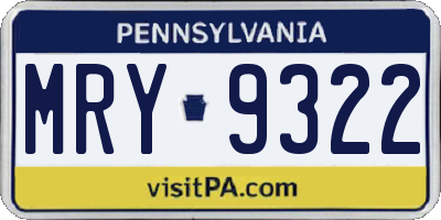 PA license plate MRY9322