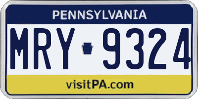 PA license plate MRY9324