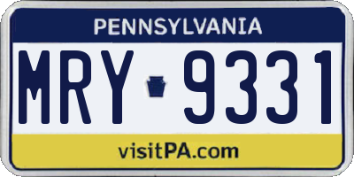 PA license plate MRY9331