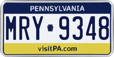 PA license plate MRY9348