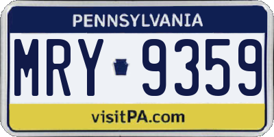 PA license plate MRY9359