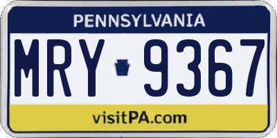 PA license plate MRY9367