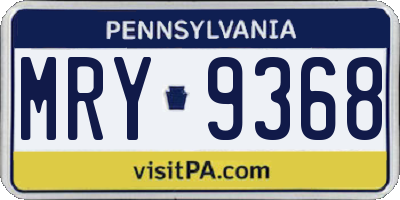 PA license plate MRY9368
