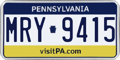 PA license plate MRY9415